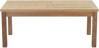 Brown Outdoor Patio Teak Rectangle Coffee Table, 47-Inch Width, Durable Teak Wood, Weather-Resistant, Lightweight, for Outdoor Living Spaces