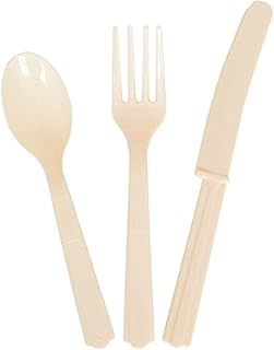 Unique Party Ivory Plastic Silverware Set for 6 Guests (18pcs)