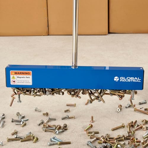 Global Industrial 1.75"L x 20"W x 36.88"H / Silver/Blue / Industrial Magnetic Sweepers