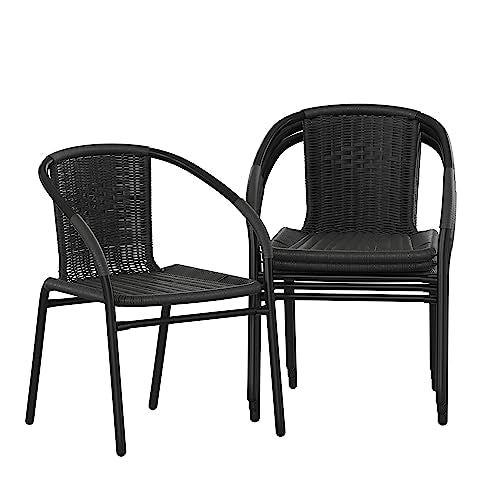 Flash Furniture Black / Set of 4 / Contemporary Patio Dining Chairs