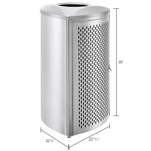 Triangular Indoor Trash Can with Removable Plastic Liner by Global Industrial – 1.5 gallons, Stainless Steel, Silver, Model EK9075B-MT