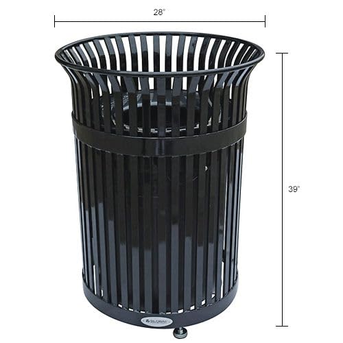 Global Industrial 36 Gallon Outdoor Heavy-Duty Slatted Steel Trash Can – Product Details