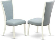 Furnifact Linen-Upholstered Dining Chairs Set of 2 with Nail Head Trim, Upholstered Dining Room Chairs Kitchen Parsons Chairs, Blue