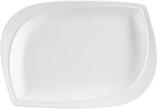 CAC China ASP-12 Aspen Tree 10-Inch by 7-Inch New Bone White Porcelain Leaf Shape Rectangular Platter, Box of 12
