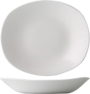 CAC China EVT-BT8 Rect. Salad Bowl English Foot 20oz 8 3/4" Porcelain Rectangle, Bone White, Set of 24
