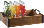 Madera Collection – Serving Tray – 17.25W x 12.25D x 5H – Recycled Wood, Black Metal Handles
