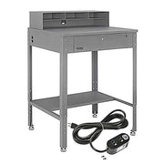 Flat Surfaced Shop Desk with Pigeonhole Riser & by Global Industrial – 34-1/2"W x 30"D, Steel, Gray, Model 319392AKIT