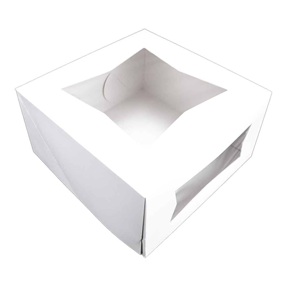 SCT White Window Bakery Box by SOUTHERN CHAMPION TRAY – 10" x 10" x 5" - 100ct, 8.2 liters, Paper, White Window, Pack of 100