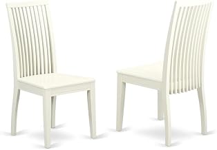 Furnifact Linen-Upholstered Dining Chair with Slat Back, Upholstered Kitchen Chairs for Dining Room Table and Chair Set, Set of 2