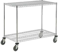 Nexel Adjustable Chrome Wire Shelf Cart, 2 Shelves, 800 Lb. Capacity, 36" L x 24" W x 40" H