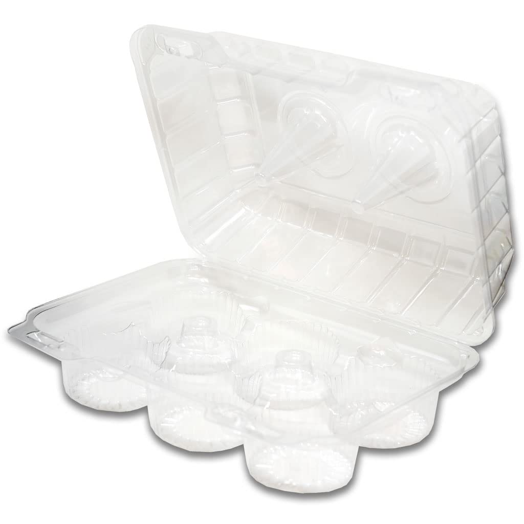 1/2 Dozen Cupcake Container (6 cavities) by Cake S.O.S – 350.0 milliliters, Plastic, Clear, Model LBH6656