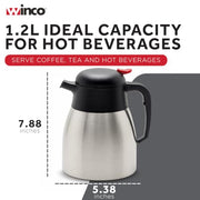 Winco 40.6 Ounces / Stainless Steel, Black / Modern Carafes