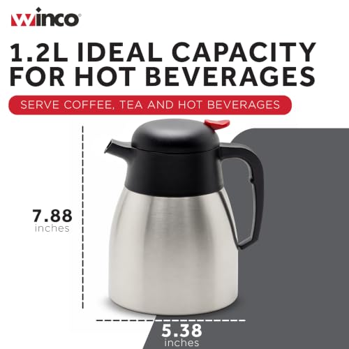 Winco 40.6 Ounces / Stainless Steel, Black / Modern Carafes
