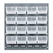 QUANTUM STORAGE SYSTEMS Red / 7-1/3" x 4-1/8" x 3" (Bin Size) / Gray Panels Open Storage Bins