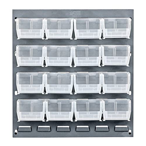 QUANTUM STORAGE SYSTEMS Red / 7-1/3" x 4-1/8" x 3" (Bin Size) / Gray Panels Open Storage Bins