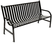 Slatted Metal Bench, Black, 5'L