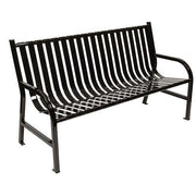 Slatted Metal Bench by Witt Industries – 62"L x 24"W x 34"H, Alloy Steel, Black, Model M5-BCHBK