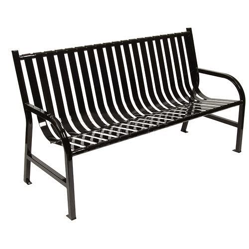 Slatted Metal Bench by Witt Industries – 62"L x 24"W x 34"H, Alloy Steel, Black, Model M5-BCHBK