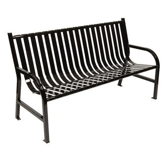 Slatted Metal Bench by Witt Industries – 62"L x 24"W x 34"H, Alloy Steel, Black, Model M5-BCHBK