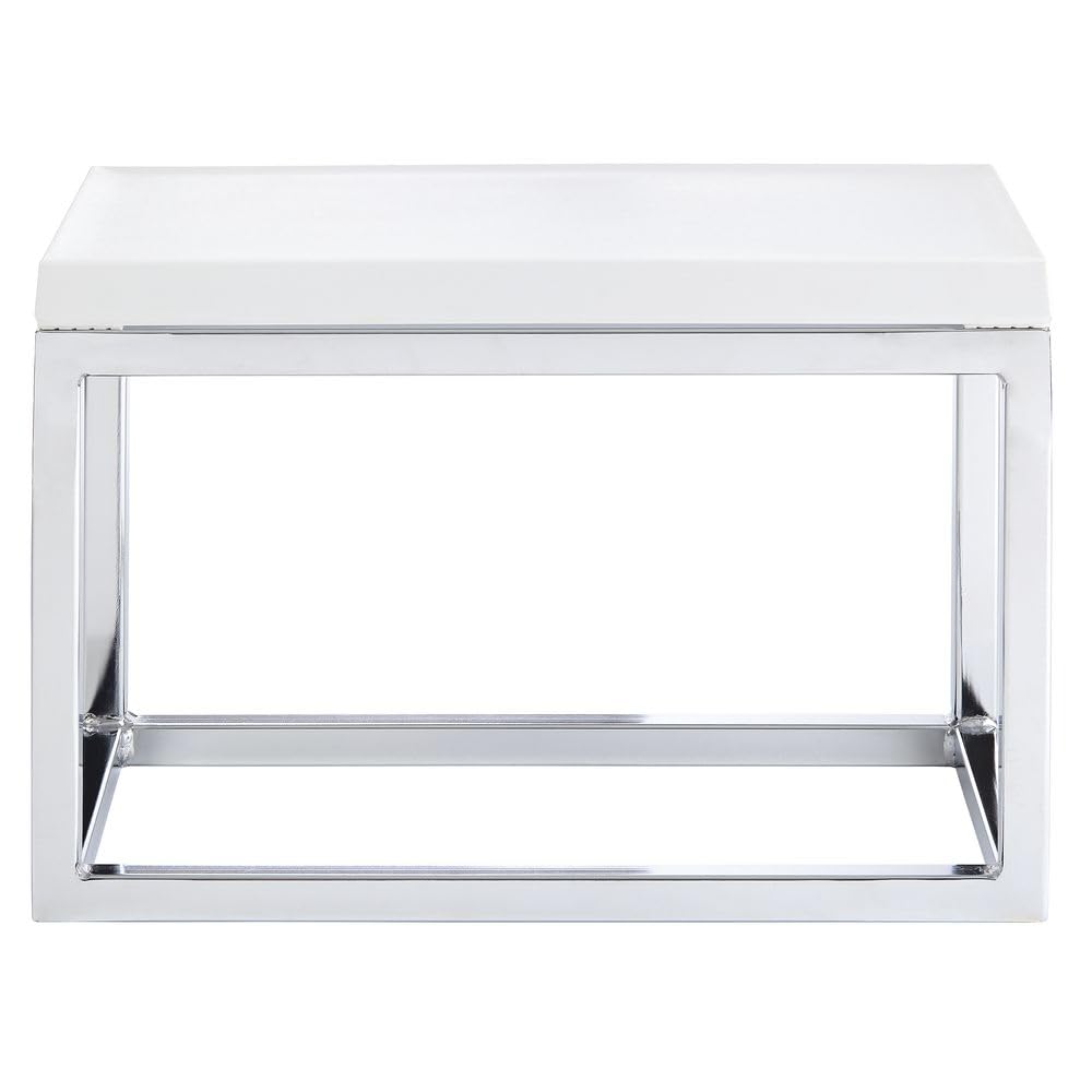 Chrome Display Riser with Butcher Block Top - 7" H by HUBERT – Metal, Gray, Model 74613+18765