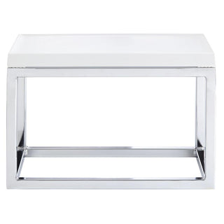 Chrome Display Riser with Butcher Block Top - 7" H by HUBERT – Metal, Gray, Model 74613+18765