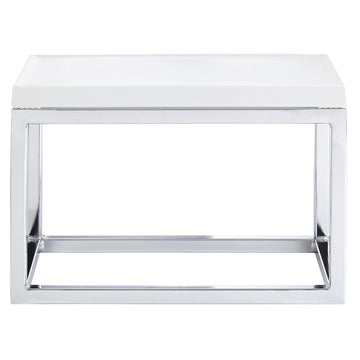 Chrome Display Riser with Butcher Block Top - 7" H by HUBERT – Metal, Gray, Model 74613+18765