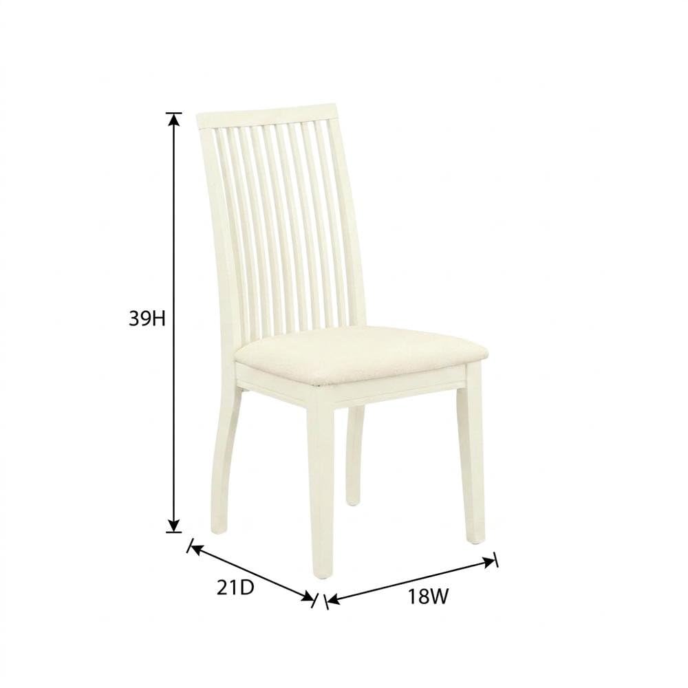 Linen-Upholstered Dining Chair with Solid Wood Legs by Furnifact – Wood, White, Pack of 2