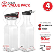 Stock Your Home 4 / 12.5” H x 3.5”L & W x 2.5” Dia. / Clear Carafes