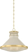 Hudson Valley Lighting MDS2405-AGB/OW Highclere - 1 Light Pendant - 14.5 Inches Tall and 17.75 Inches Wide - Aged Brass/Off-White