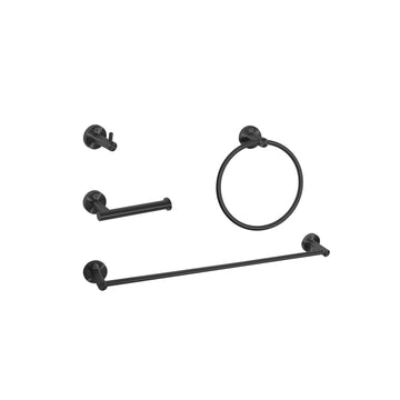 Freya 4-Pc Stainless Steel Hardware Set in Black by Elegant Kitchen and Bath – Stainless Steel, Black, Model HWB-11S4MBK