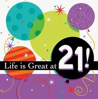 Creative Converting Life is Great 3-Ply 21st Birthday Lunch Napkins 16 Per Pack