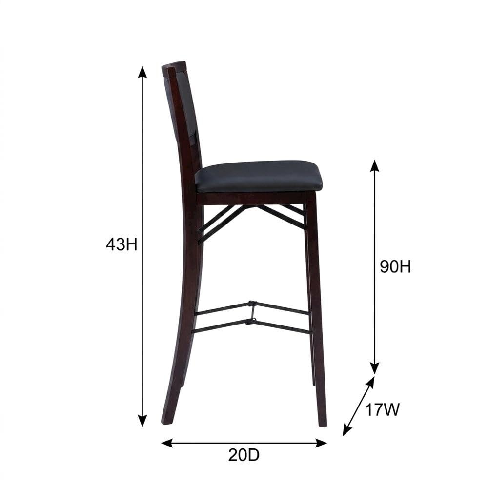 Brown Triena 30-in Pad Back Folding Bar Stool by Furnifact – Plywood, Rubberwood, Pvc, Ca Foam, Rubberwood,MDF, Brown