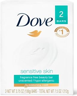 Dove Beauty Bar Soap Sensitive, 24 Bars for Sensitive Skin, 3.75 oz