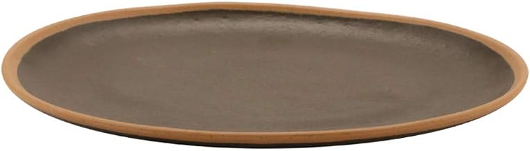 GET P-129-BR Pottery Market Dinner Plates, 11-3/4" L x 9-1/4"W, Brown with Clay Trim, Case of 1 Dozen