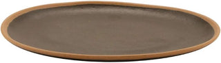 GET P-129-BR Pottery Market Dinner Plates, 11-3/4" L x 9-1/4"W, Brown with Clay Trim, Case of 1 Dozen