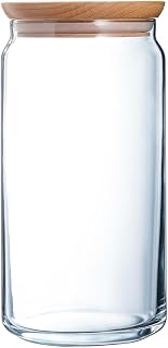 Luminarc Arc Purebox Glass Jar, Wood Cap, 1.5 Litres