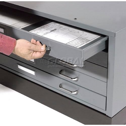 41" W Flat File Cabinet by Global Industrial – 40.75" W x 28.38" D x 16" H, Alloy Steel, Grey, Model 506825GY
