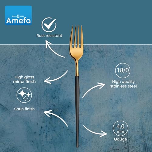 Amefa Black & Gold / 3.35" H x 9.84" L x 4.5" W / Modern Flatware Sets
