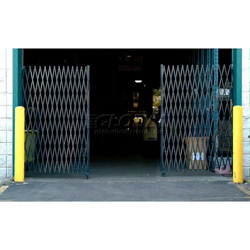 Double Folding Security Gate by Global Industrial – 85"L x 97"W x 4"H, Steel, Gray, Model 620880