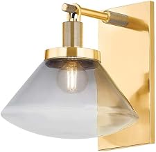 Hudson Valley Lighting Mendon 9" Wall Sconce | Aged Brass Finish | Ombre Smoke Glass Shade | Modern Geometric Wall Sconce | Made of Steel and Glass | 8.5" W x 9" H x 9.25" E | 1931-AGB