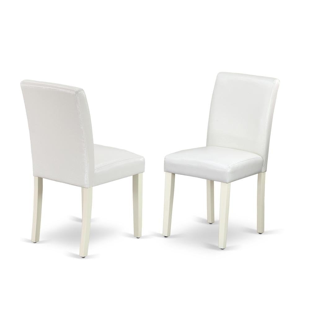 Faux Leather-Upholstered Parsons Dining Chair by Furnifact – Rubberwood, Linen White, Pack of 2