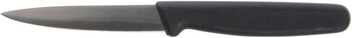 HUBERT Stainless Steel Paring Knife with Black Polypropylene Handle - 3 1/2"L Blade
