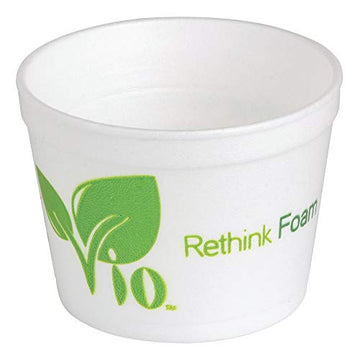 Foam Hot Food Container 12 oz VIO - 3 7/8" Dia x 4" H by Wincup – 12.0 ounces, Plant Based, White, Pack of 500, Model 218267