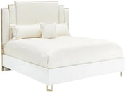 Starlight Canyon Home Cloud White Upholstered Eastern King Bed, Panel Bed with Woven Polyester Upholstery, MDF Frame, Luxurious Cream Finish, 70.5-Inch Height