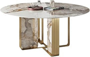 Mesa De Jantar Light Luxury Rock Plate Dining Table Small Apartment Round Home Restaurant Modern Bright Diner Table(150x150x75cm)