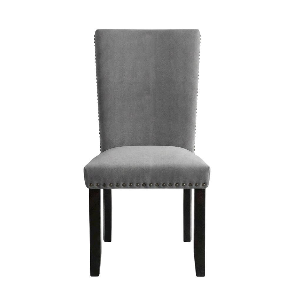Doxon Light Grey Upholstered Side Chair Set of by Starlight Canyon Home – Flannelette, Solid Wood, Wood Veneer, Engineered Wood, Grey, Pack of 2