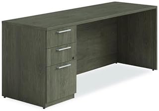 Alera AE1NZK-UF2472S TOM 72 in. x 24 in. x 29 in. Seville Series Credenza with Left Pedestal - Walnut