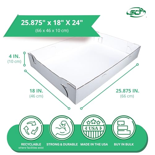 SOUTHERN CHAMPION TRAY 1 / White Non-Window / 26" x 18" x 4" Bakery Take Out Containers