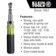KLEIN TOOLS 7-in-1 Nut Driver / Black / 1 Nut Drivers