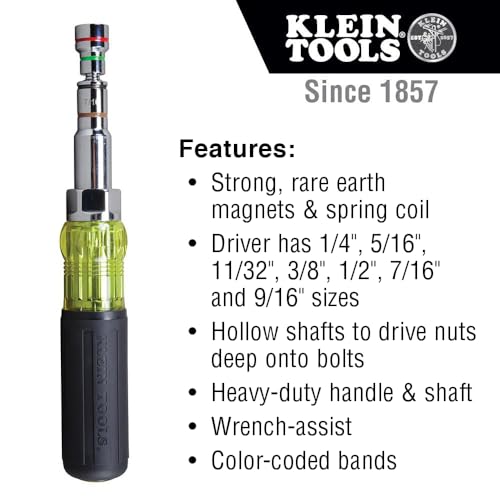 KLEIN TOOLS 7-in-1 Nut Driver / Black / 1 Nut Drivers